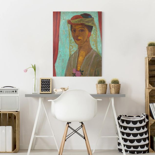 decoraçoes cozinha Paula Modersohn-Becker - Self-Portrait with a Hat and Veil