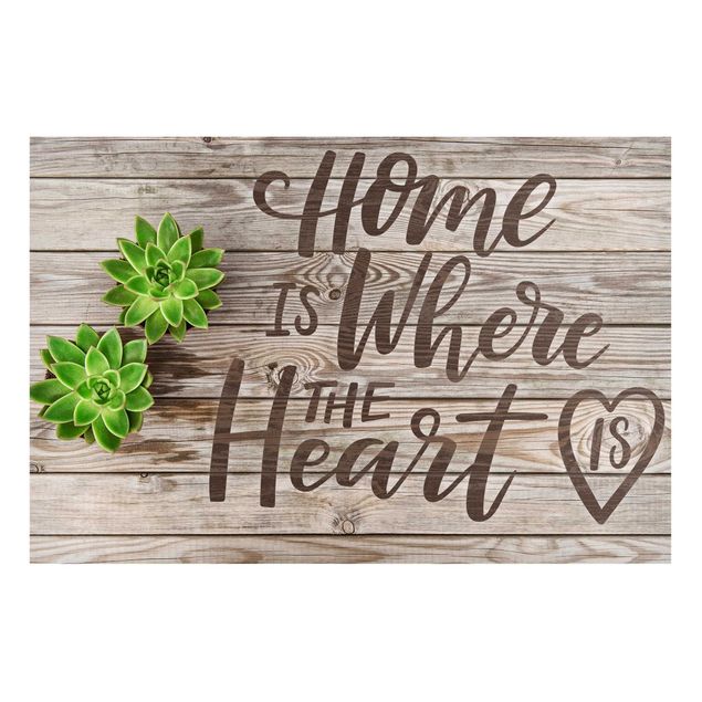 quadro família Home is where the Heart is on Wooden Board