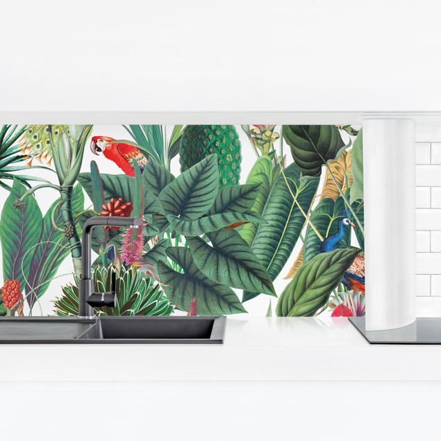 backsplash cozinha Colourful Tropical Rainforest Pattern