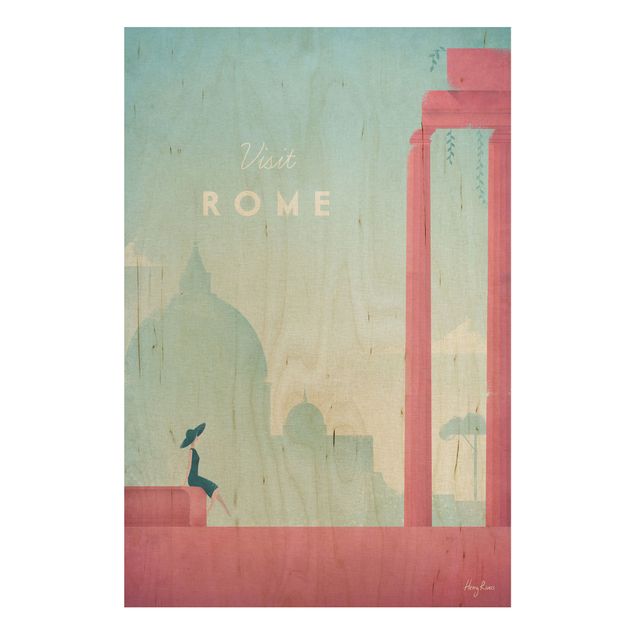 Quadros em madeira vintage Travel Poster - Rome