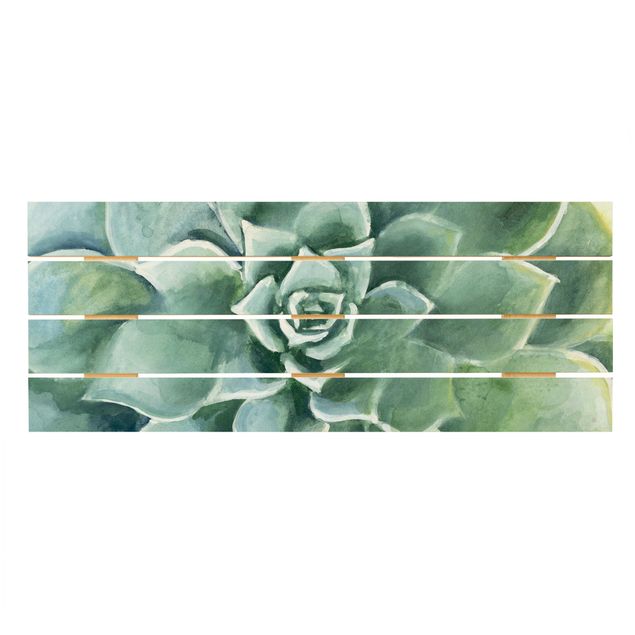 quadro de madeira para parede Succulent Plant Watercolour Dark