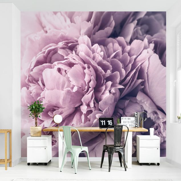 papel parede vintage Purple Peony Blossoms