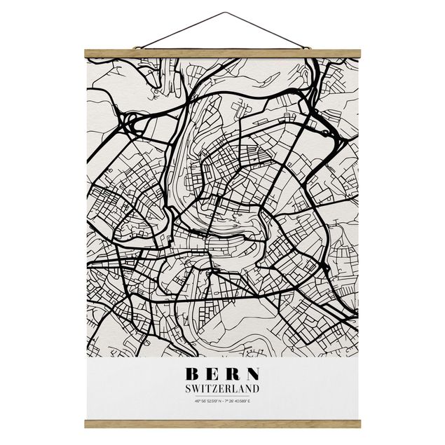 Quadros mapa mundi Bern City Map - Classical