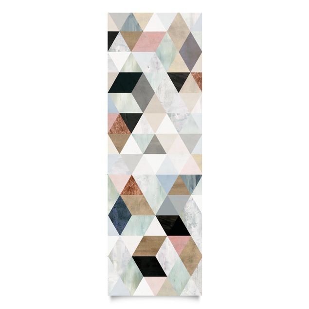 películas adesivas Watercolour Mosaic With Triangles I