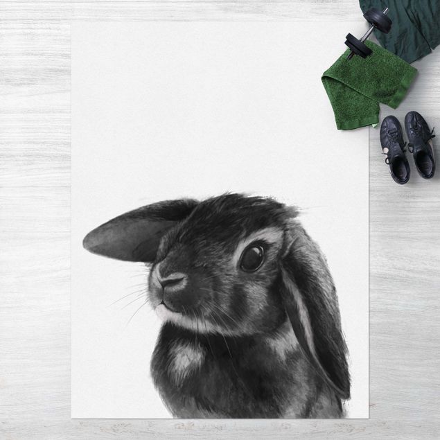 tapetes de exterior Illustration Rabbit Black And White Drawing