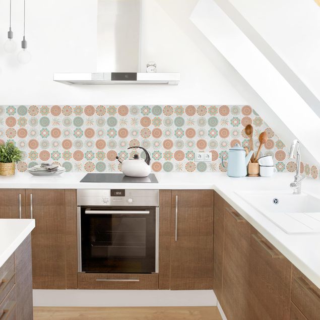 Backsplash de cozinha imitação azulejos Hand Paintes Mandala Pattern
