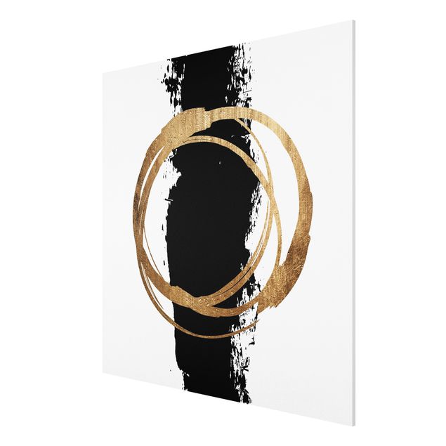 quadros abstratos para sala Abstract Shapes - Gold And Black