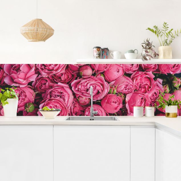 Backsplash de cozinha flores Pink Peonies