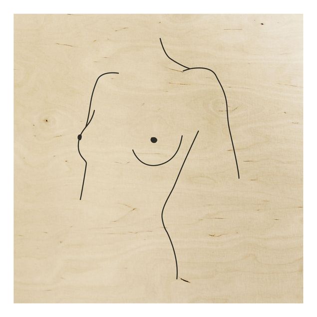 Quadros movimento artístico Line Art Line Art Nude Bust Woman Black And White