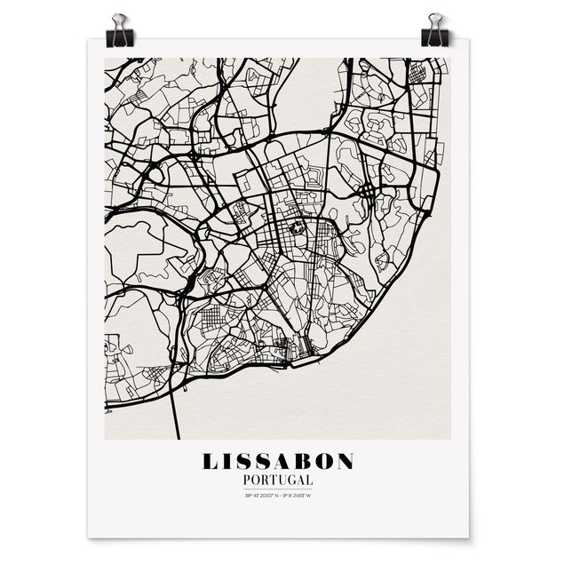 Posters frases Lisbon City Map - Classic