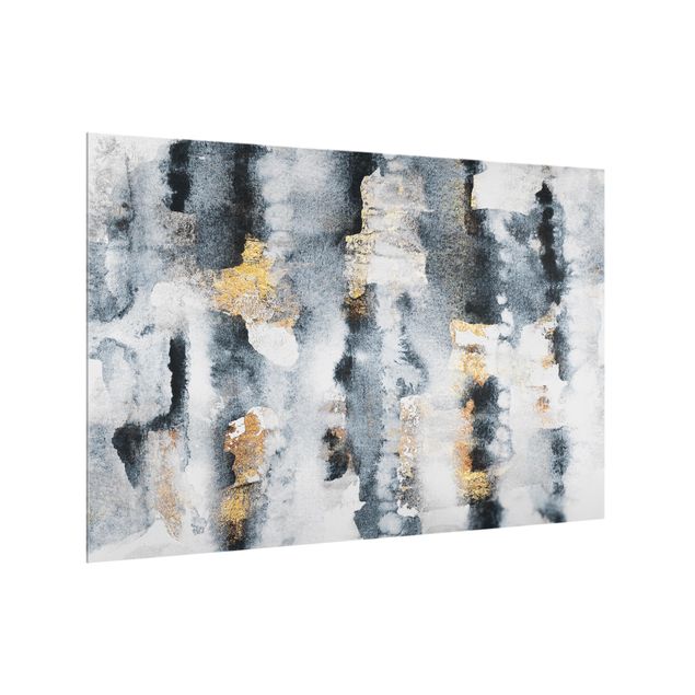 Painel antisalpicos Abstract Watercolor With Gold