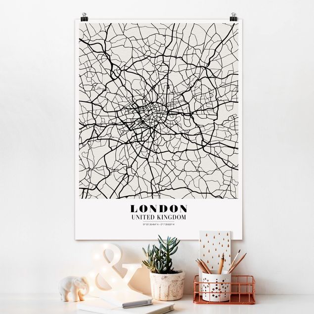 decoraçao para parede de cozinha London City Map - Classic