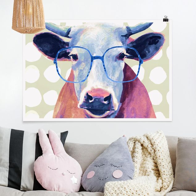 decoração quarto bebé Animals With Glasses - Cow