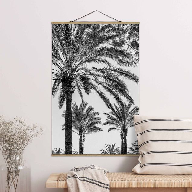 decoraçao cozinha Palm Trees At Sunset Black And White