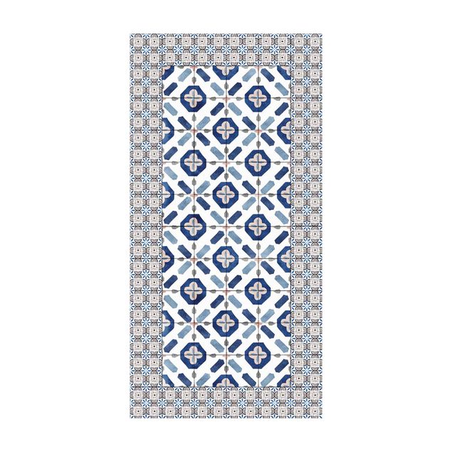 Tapetes imitação azulejos Moroccan Tiles Flower Window With Tile Frame