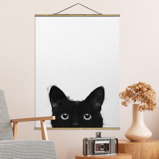 decoraçoes cozinha Illustration Black Cat On White Painting