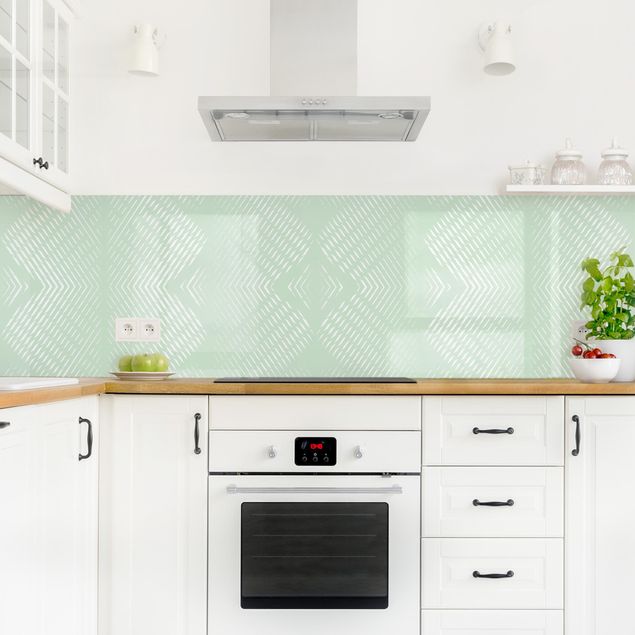 revestimento para cozinha Rhombic Pattern With Stripes In Mint Colour