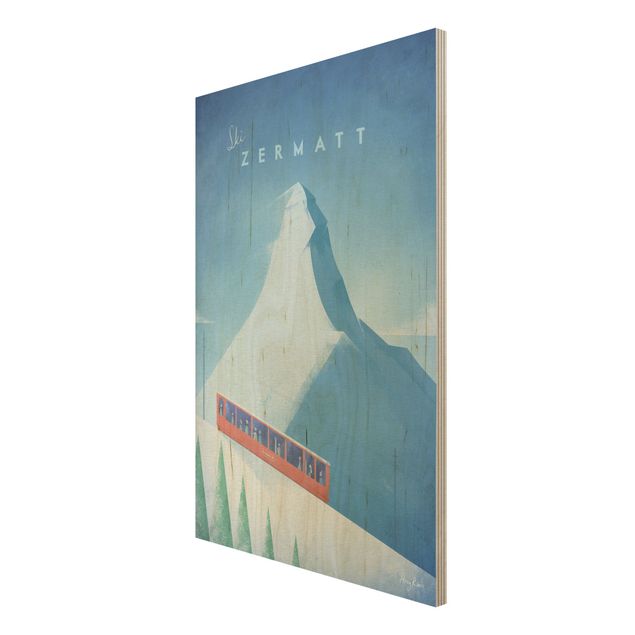 Quadros em madeira vintage Travel Poster - Zermatt