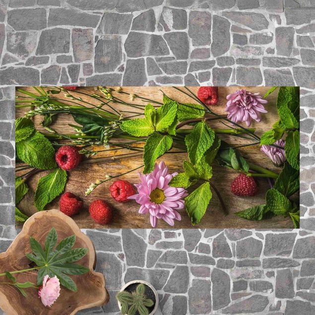 Tapete para varandas Flowers Raspberries Mint