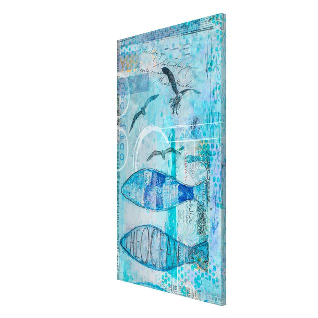 Quadros magnéticos animais Colourful Collage - Blue Fish