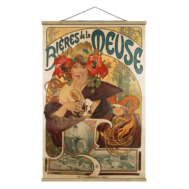 Quadros por movimento artístico Alfons Mucha - Poster For La Meuse Beer