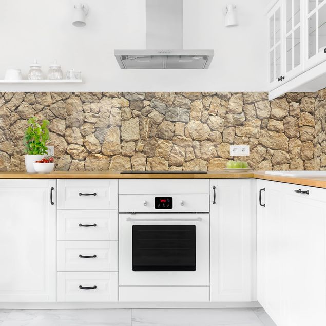 Backsplash de cozinha imitação pedra Old Cobblestone Wall