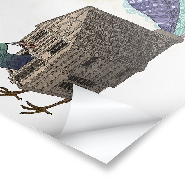 Quadros decorativos Illustration Birdhouse With Feathers