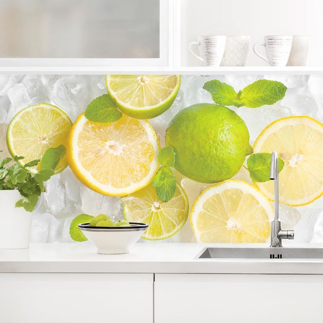 decoraçao cozinha Citrus Fruit On Ice Cubes