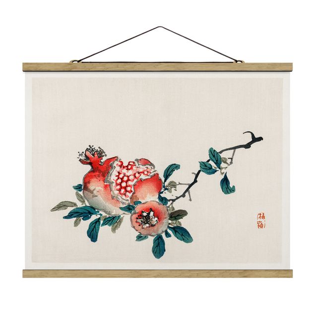quadros flores Asian Vintage Drawing Pomegranate