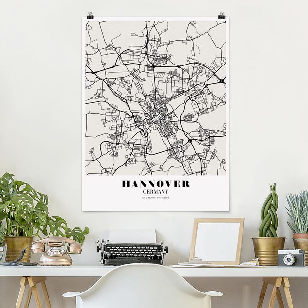 decoraçao para parede de cozinha Hannover City Map - Classic