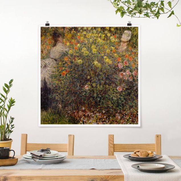Quadros movimento artístico Impressionismo Claude Monet - Two Ladies in the Flower Garden