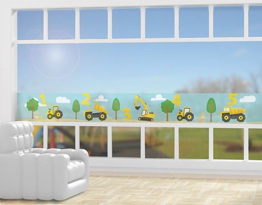 decoração para quartos infantis Counting With Construction Vehicles