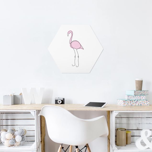 quadros decorativos para sala modernos Flamingo Line Art
