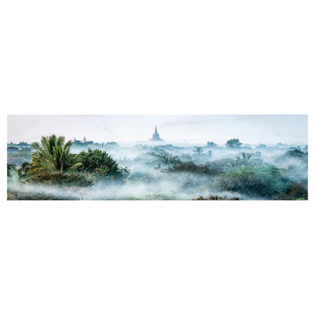 Backsplash de cozinha Morning Fog Over The Jungle Of Bagan