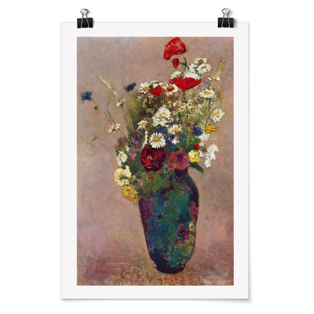 Posters quadros famosos Odilon Redon - Flower Vase with Poppies