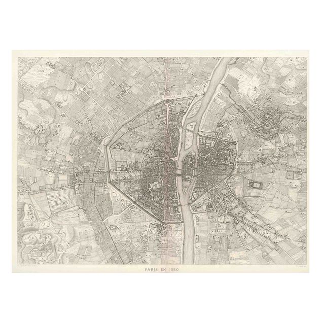 Quadros Paris Vintage Map Paris