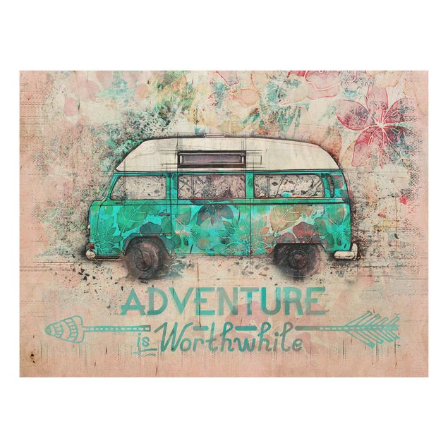 Quadros em madeira frases Bulli Adventure Collage Pastel