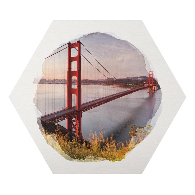 decoração quadros WaterColours - Golden Gate Bridge In San Francisco