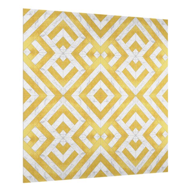 Painel anti-salpicos de cozinha padrões Geometrical Tile Mix Art Deco Gold Marble