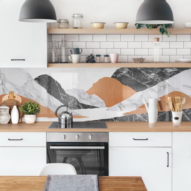 backsplash cozinha Landscape In Marble And Copper II