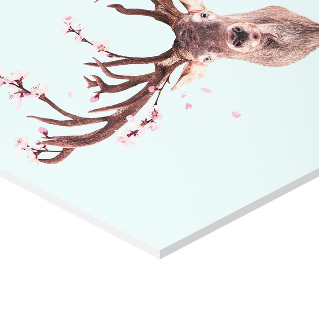 Quadros de Jonas Loose Deer With Cherry Blossoms