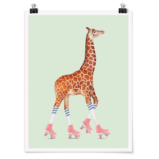 Posters quadros famosos Giraffe With Roller Skates
