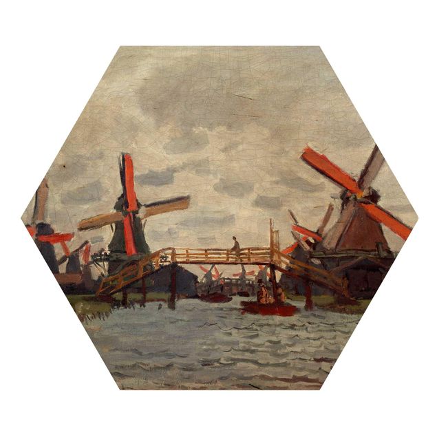 Quadros decorativos Claude Monet - Windmills in Westzijderveld near Zaandam