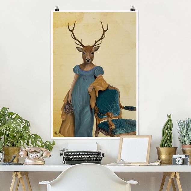 decoraçoes cozinha Animal Portrait - Deer Lady