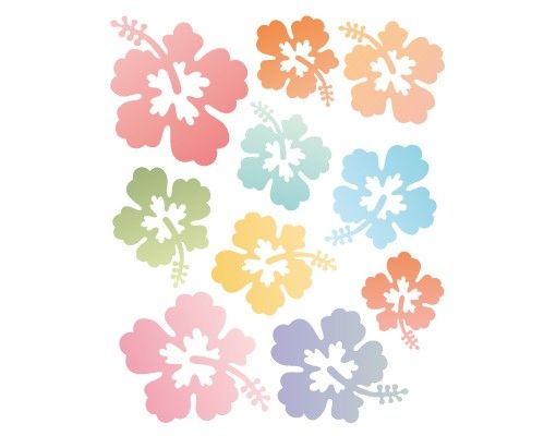 Autocolantes de parede amor No.547 Hibiscus Flowers In Pastells