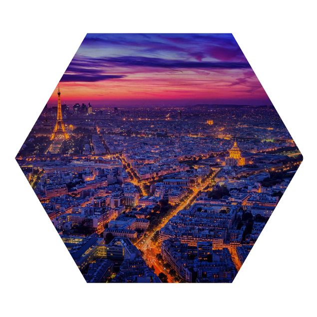 Quadros hexagonais Paris At Night