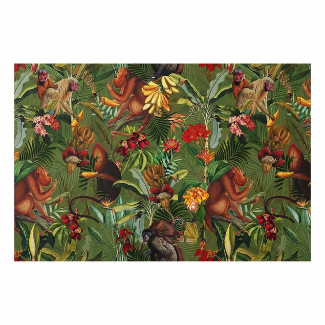 Painel antisalpicos Tropical Flowers With Monkeys