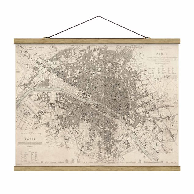 Quadros mapa mundi Vintage Map Paris