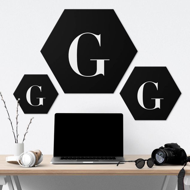 Quadros hexagonais Letter Serif Black G