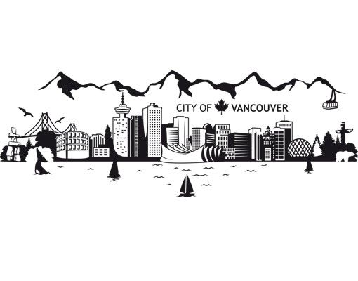 Autocolantes de parede com nomes de cidades No.JS3 Vancouver Skyline